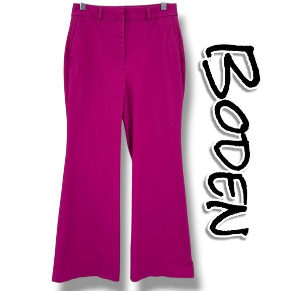 Boden Vibrant Magenta Flare Trouser Pants Bold Office Career Tailored Womens  6 - Picture 1 of 11
